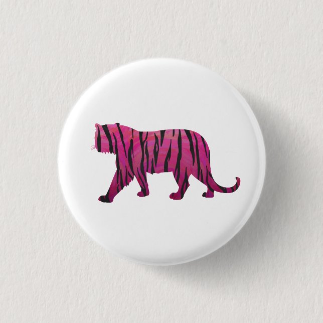 Silhouette Hot Pink und Black Tiger Button (Vorderseite)