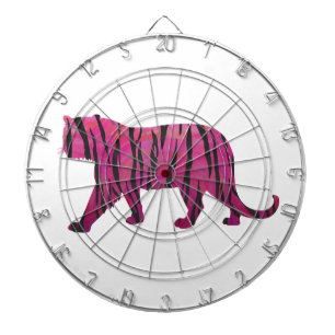 Silhouette Hot Pink und Black Tiger Dartscheibe