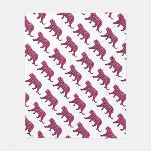 Silhouette Hot Pink und Black Tiger Fleecedecke