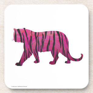 Silhouette Hot Pink und Black Tiger Getränkeuntersetzer