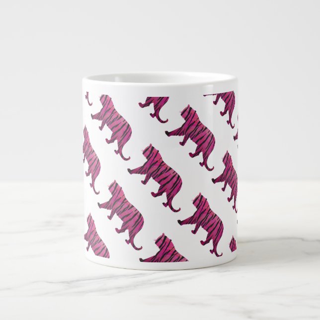 Silhouette Hot Pink und Black Tiger Jumbo-Tasse (Vorderseite)