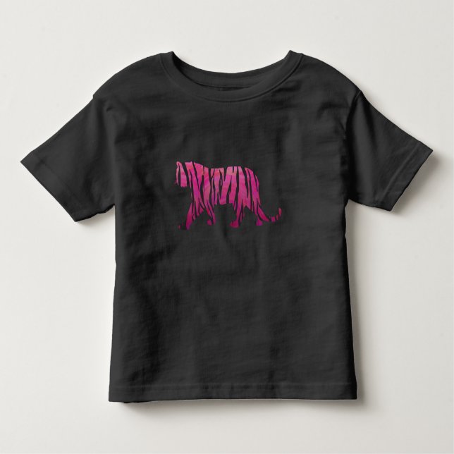 Silhouette Hot Pink und Black Tiger Kleinkind T-shirt (Vorderseite)
