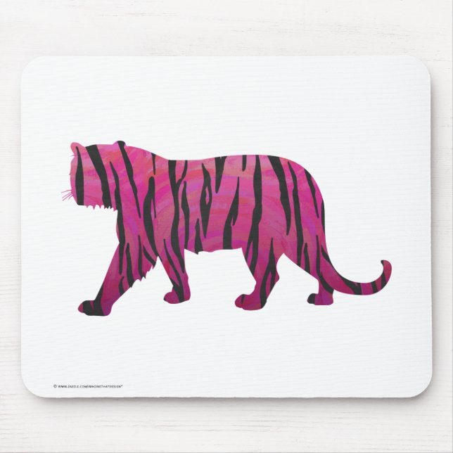 Silhouette Hot Pink und Black Tiger Mousepad (Vorne)