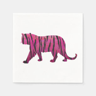 Silhouette Hot Pink und Black Tiger Serviette