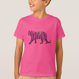 Silhouette Hot Pink und Black Tiger T-Shirt
