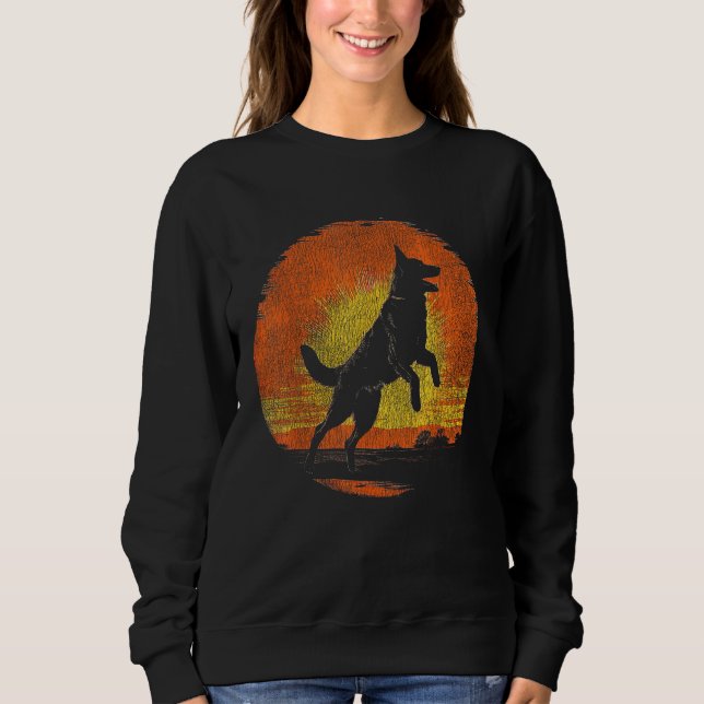 Silhouette Hund Funny Vintag Retro Sweatshirt (Vorderseite)