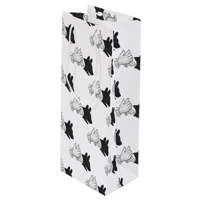 Silhouette Hund Geschenktüte Für Weinflaschen (Vorderseite Schrägansicht)