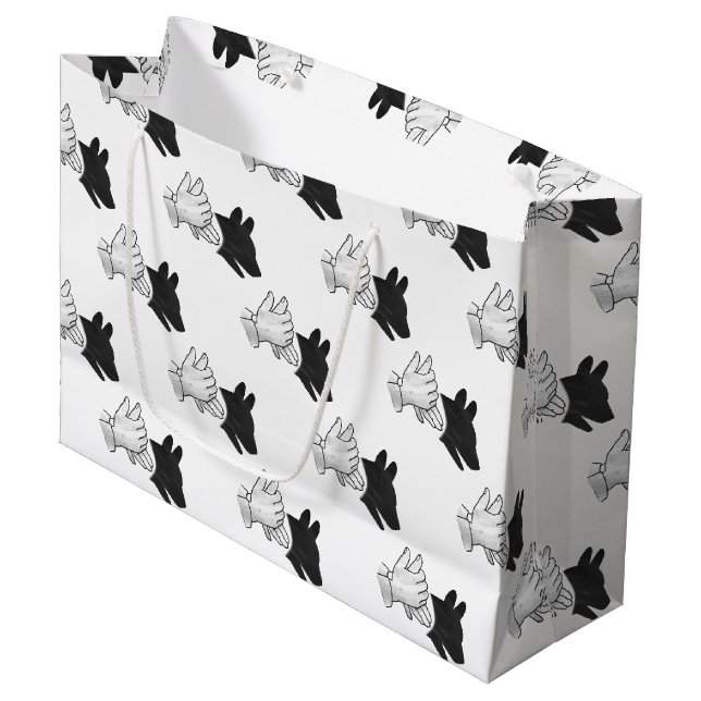 Silhouette Hund Große Geschenktüte (Vorderseite Schrägansicht)
