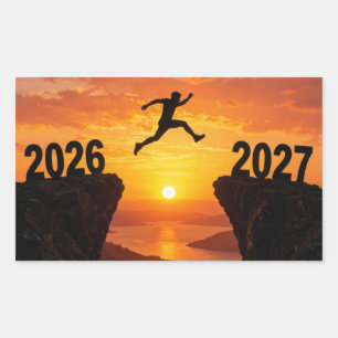 Silhouette im Jahr 2026 Abschied von einer Klippe Rechteckiger Aufkleber