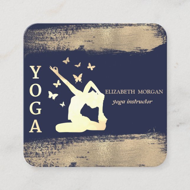 Silhouette Imitate Gold Pinselstriche Quadratische Visitenkarte (Vorderseite)