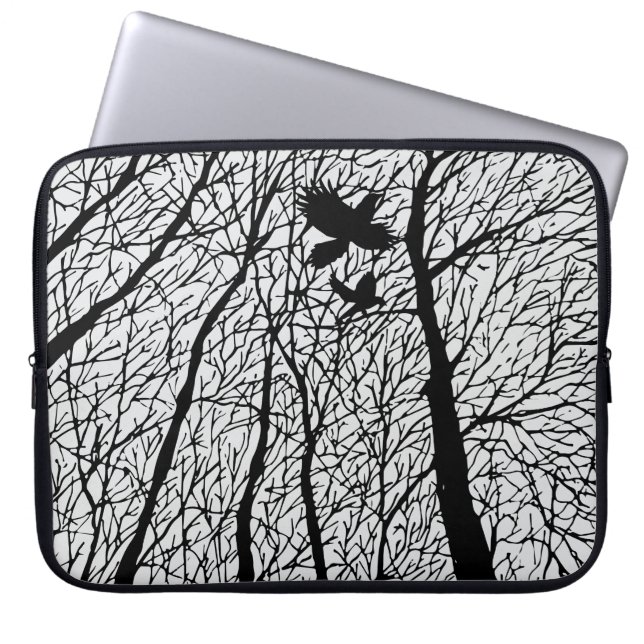 Silhouette in den Winterbäumen Laptopschutzhülle (Vorderseite)