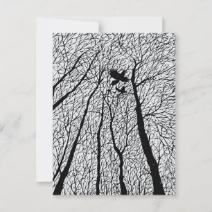 Silhouette in den Winterbäumen Postkarte