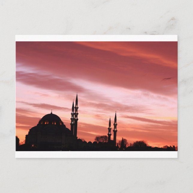 Silhouette Istanbul-Moschee Postkarte (Vorderseite)