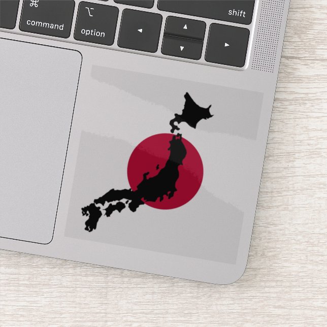 Silhouette Japans über die wachsende nationale Fla Aufkleber (Detail)