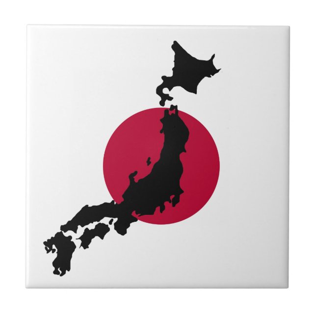 Silhouette Japans über die wachsende nationale Fla Fliese (Vorderseite)