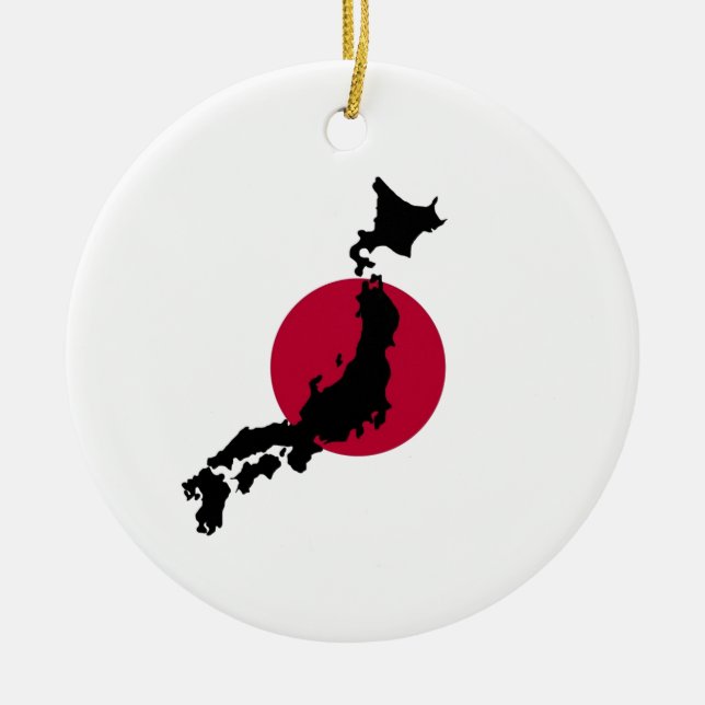 Silhouette Japans über die wachsende nationale Fla Keramik Ornament (Vorne)
