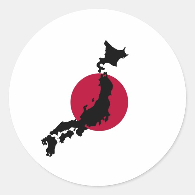 Silhouette Japans über die wachsende nationale Fla Runder Aufkleber (Vorderseite)