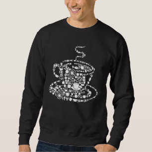 Silhouette Kaffeebecher gefüllt mit Kaffeeausstatt Sweatshirt