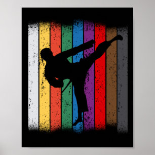 Silhouette Karate Belt Colors Poster