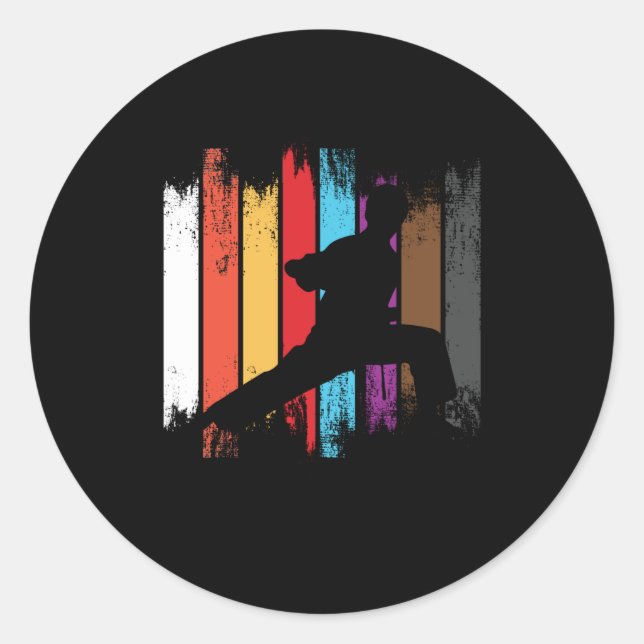 Silhouette Karate Belt Colors Runder Aufkleber (Vorderseite)