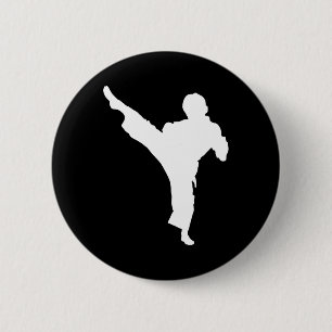 Silhouette Karate Fighter Shotokan Kampfkunst Ta Button