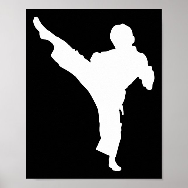 Silhouette Karate Fighter Shotokan Kampfkunst Ta Poster (Vorne)