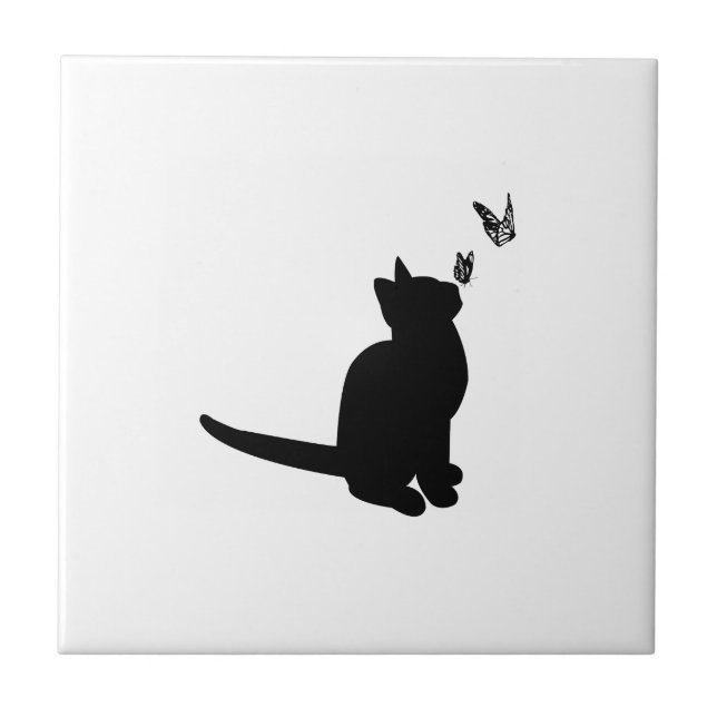 Silhouette-Katze Fliese (Vorderseite)