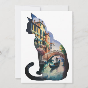 Silhouette Katzenmalerei in Italien Einladung