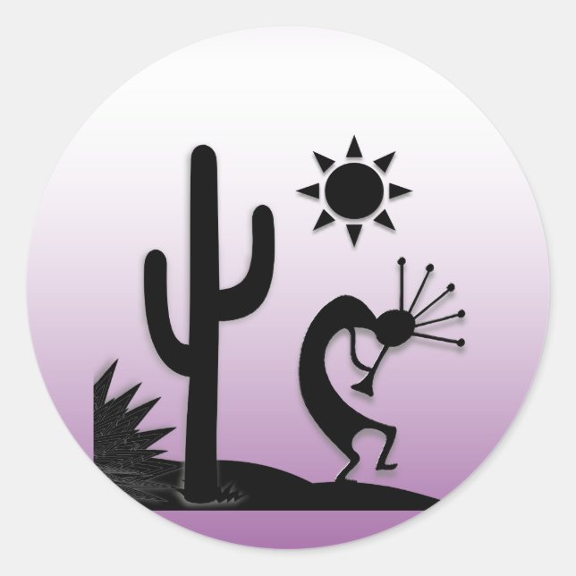 Silhouette Kokopelli Runder Aufkleber (Vorderseite)