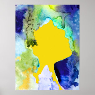 Silhouette Kunst abstrakte Aquarell Poster