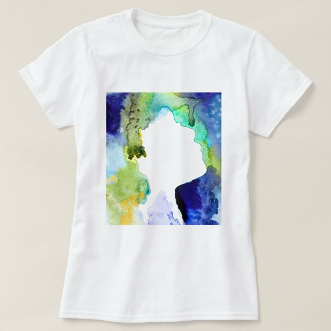 Silhouette Kunst abstrakte Aquarell T-Shirt (Design vorne)
