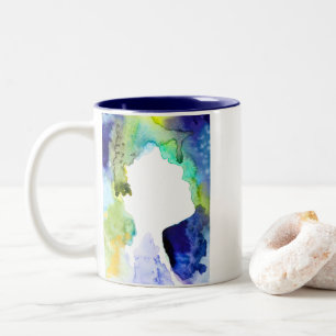 Silhouette Kunst abstrakte Aquarell Zweifarbige Tasse