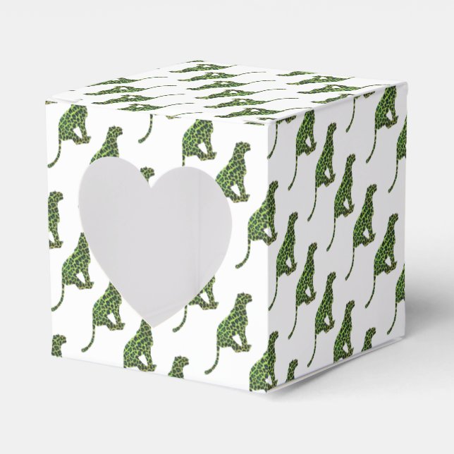 Silhouette Leopard Black und Green Geschenkschachtel (Vorderseite)