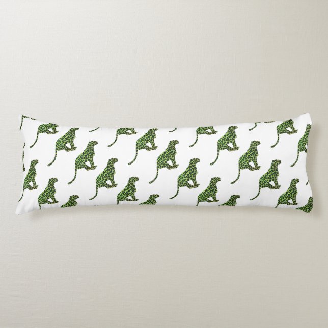 Silhouette Leopard Black und Green Seitenschläferkissen (Vorderseite)