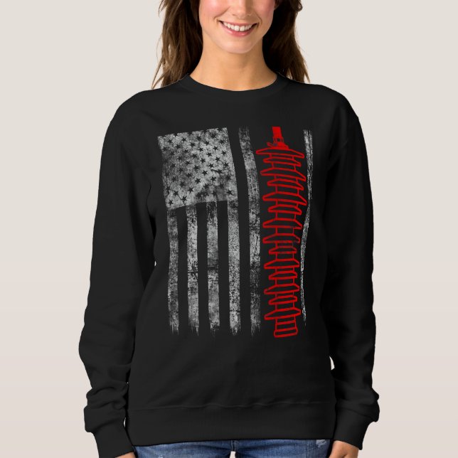 Silhouette Lightning Arrester American Flag Linema Sweatshirt (Vorderseite)