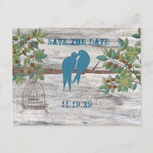 Silhouette Love Birds Bird Cage Tree Save the Date Ankündigungspostkarte