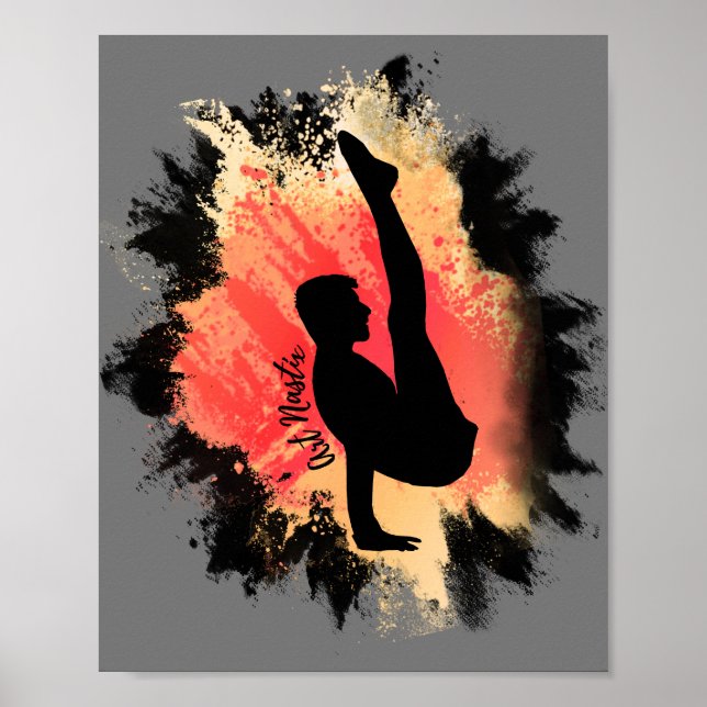 Silhouette Malé Gymnastik Poster (Vorne)