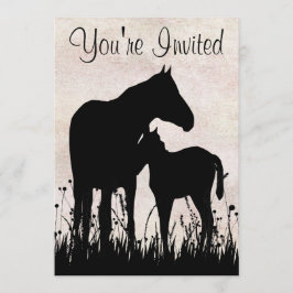 Silhouette Mare and Foal Horse Baby Dusche Einladung