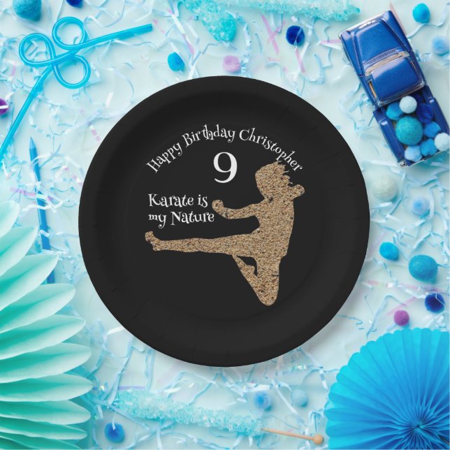 Silhouette Martial Arts Japan Karate Boy Geburtsta Pappteller (Party)