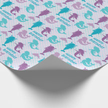Silhouette Mermaids Aqua Fish Muster Geburtstag