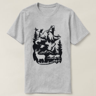 Silhouette mit Bären, Hirsch T-Shirt