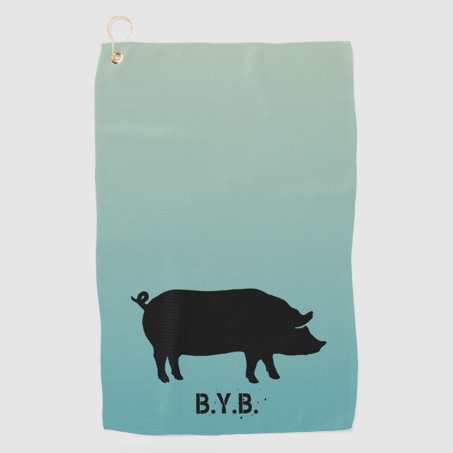 Silhouette mit benutzerdefiniertem Text Golfhandtuch (Vorderseite)