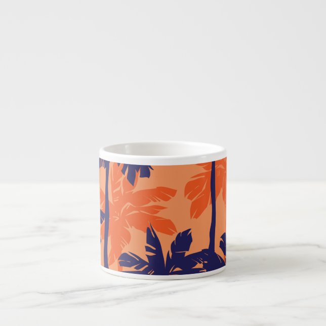 Silhouette mit blauer Palme, orangefarbener Hinter Espressotasse (Vorderseite)