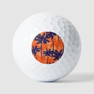 Silhouette mit blauer Palme, orangefarbener Hinter Golfball