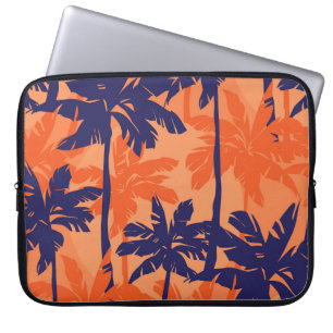 Silhouette mit blauer Palme, orangefarbener Hinter Laptopschutzhülle