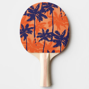 Silhouette mit blauer Palme, orangefarbener Hinter Tischtennis Schläger