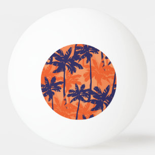 Silhouette mit blauer Palme, orangefarbener Hinter Tischtennisball