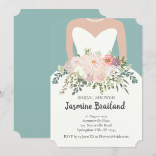 Silhouette mit Blumenstrauß-Brautparty Einladung