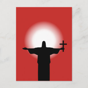 Silhouette mit einem Kreuz Postkarte
