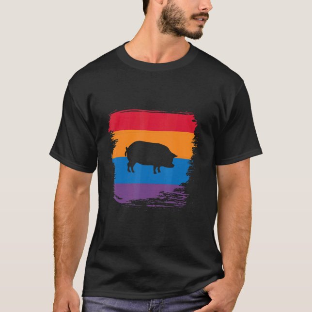 Silhouette mit farbenfroher Flagge T-Shirt (Vorderseite)